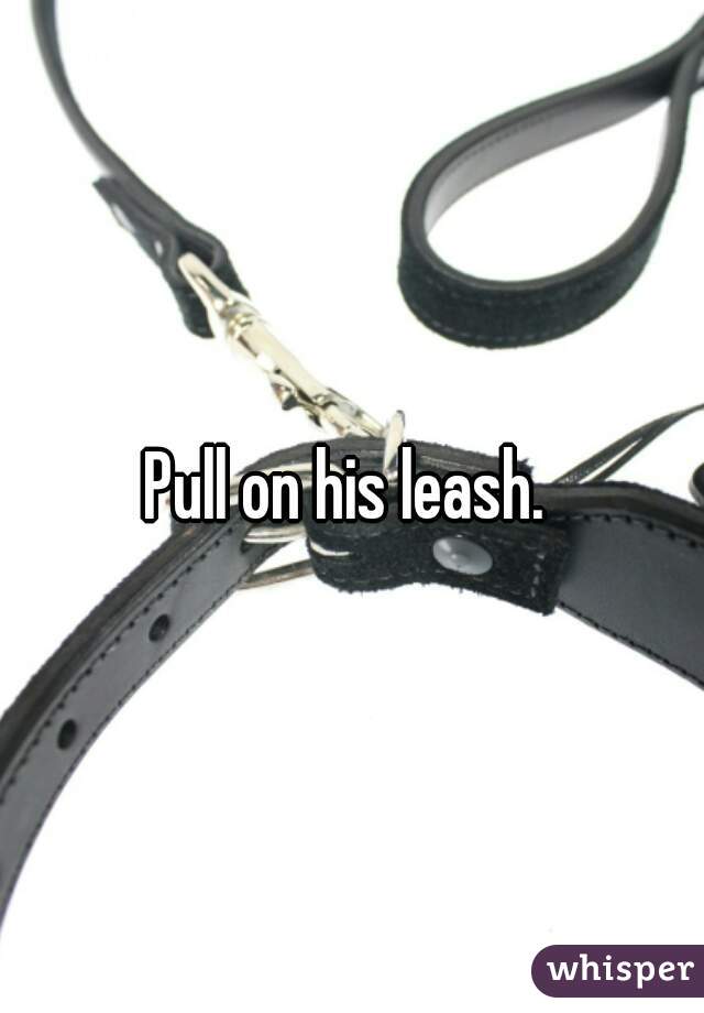 Pull on his leash. 