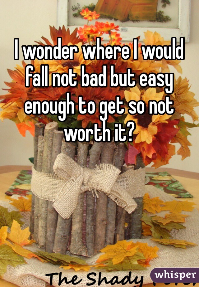 I wonder where I would fall not bad but easy enough to get so not worth it?