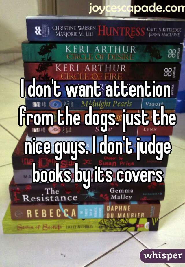 I don't want attention from the dogs. just the nice guys. I don't judge books by its covers