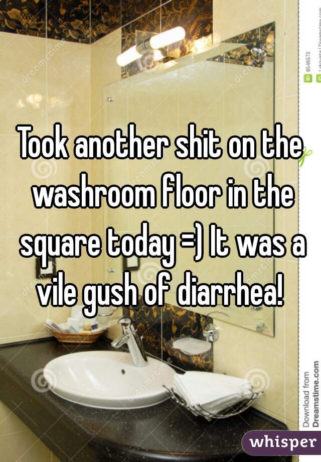 Took another shit on the washroom floor in the square today =) It was a vile gush of diarrhea! 