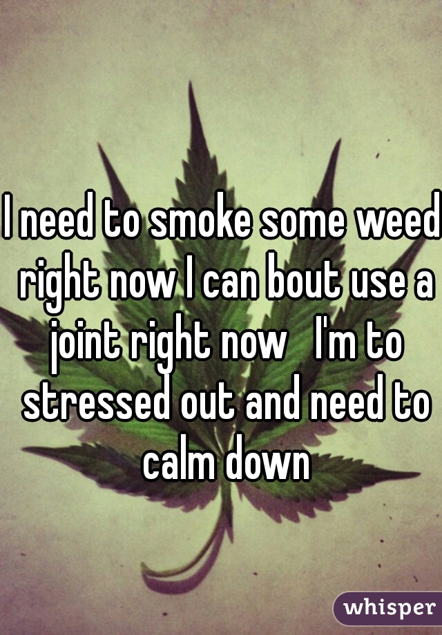 I need to smoke some weed right now I can bout use a joint right now   I'm to stressed out and need to calm down