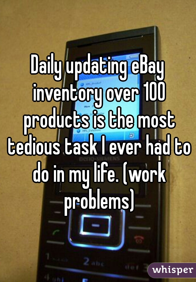 Daily updating eBay inventory over 100 products is the most tedious task I ever had to do in my life. (work problems)