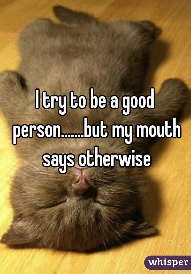 I try to be a good person.......but my mouth says otherwise