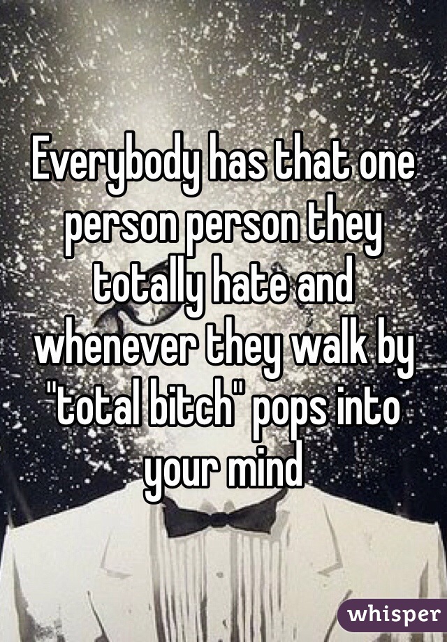 Everybody has that one person person they totally hate and whenever they walk by "total bitch" pops into your mind