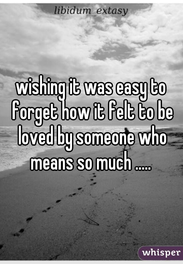 wishing it was easy to forget how it felt to be loved by someone who means so much ..... 