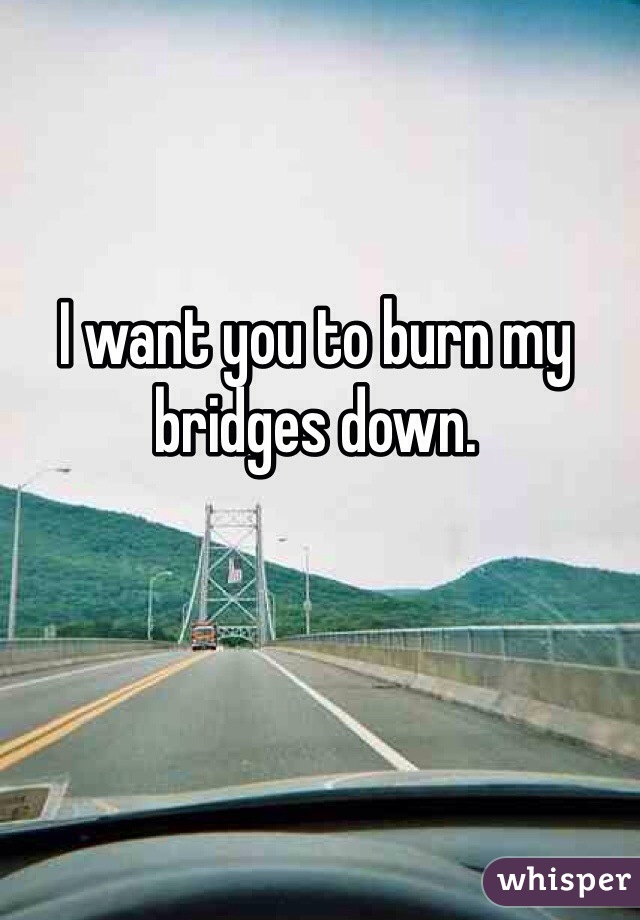 I want you to burn my bridges down.