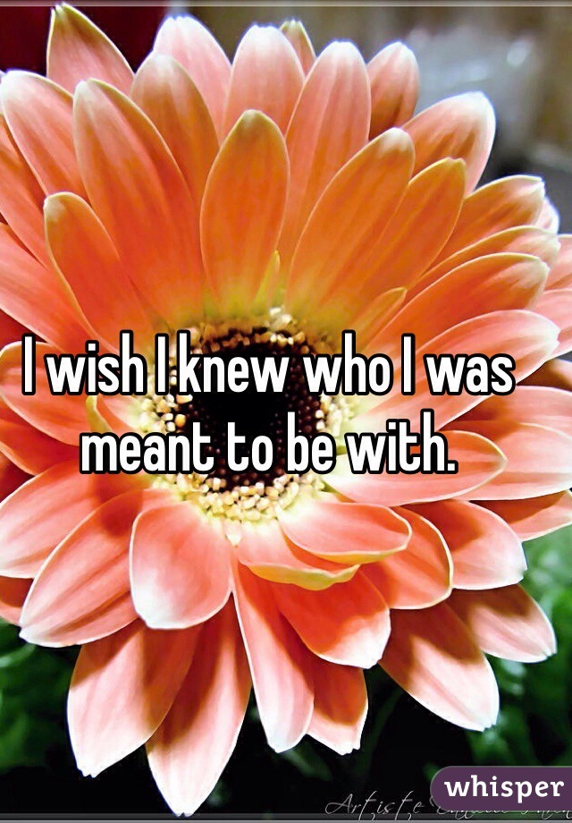 I wish I knew who I was meant to be with. 