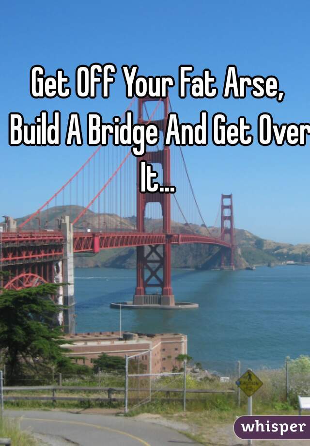 Get Off Your Fat Arse, Build A Bridge And Get Over It... 