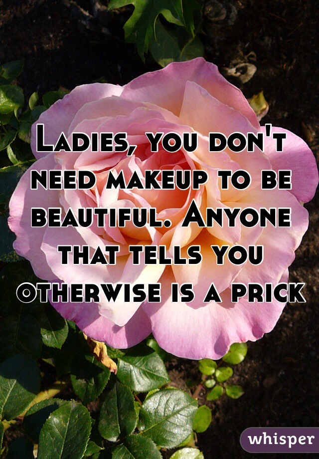Ladies, you don't need makeup to be beautiful. Anyone that tells you otherwise is a prick 