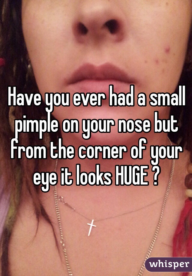 Have you ever had a small pimple on your nose but from the corner of your eye it looks HUGE ?