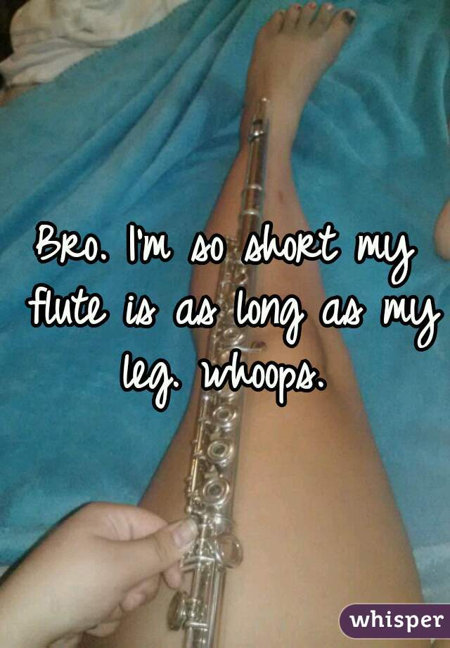 Bro. I'm so short my flute is as long as my leg. whoops. 