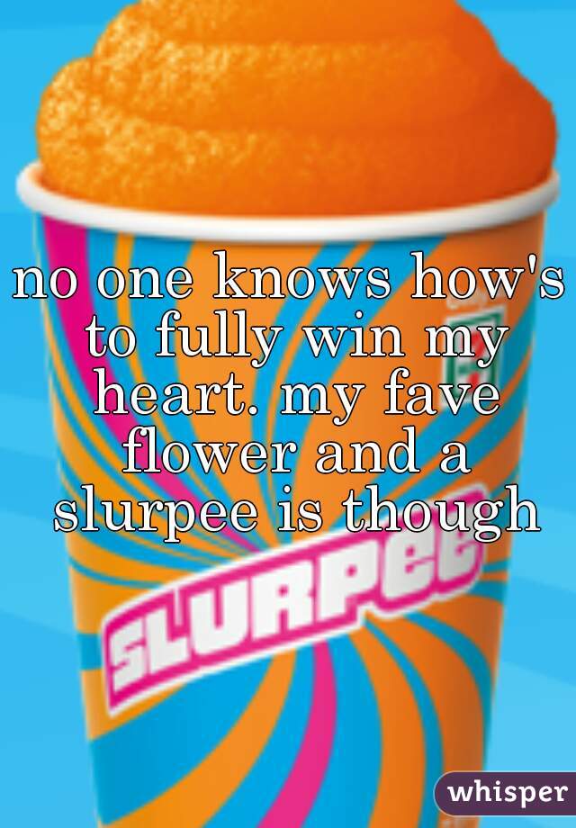 no one knows how's to fully win my heart. my fave flower and a slurpee is though