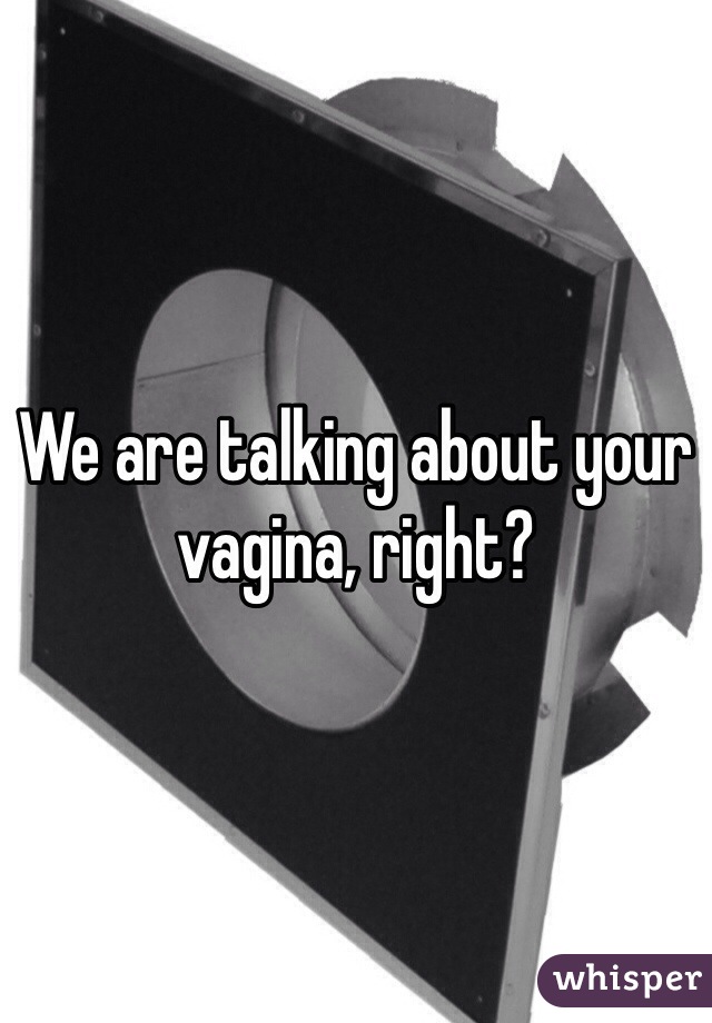 We are talking about your vagina, right?