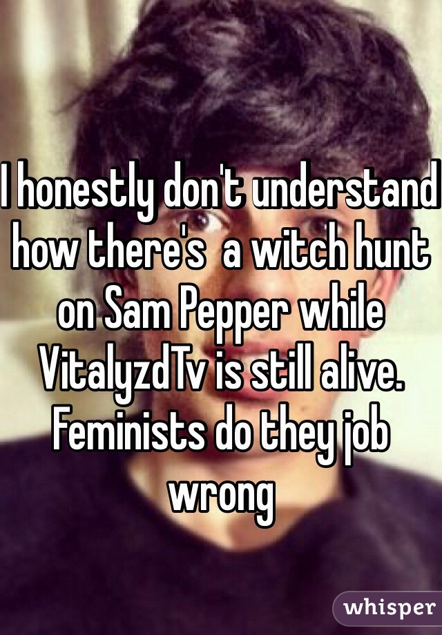 I honestly don't understand how there's  a witch hunt on Sam Pepper while VitalyzdTv is still alive. Feminists do they job wrong