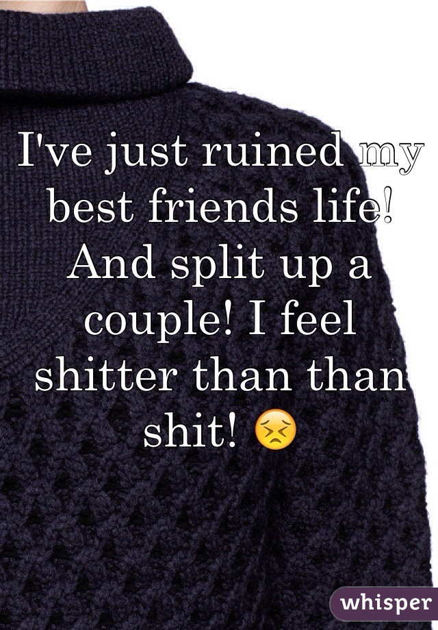 I've just ruined my best friends life! And split up a couple! I feel shitter than than shit! 😣