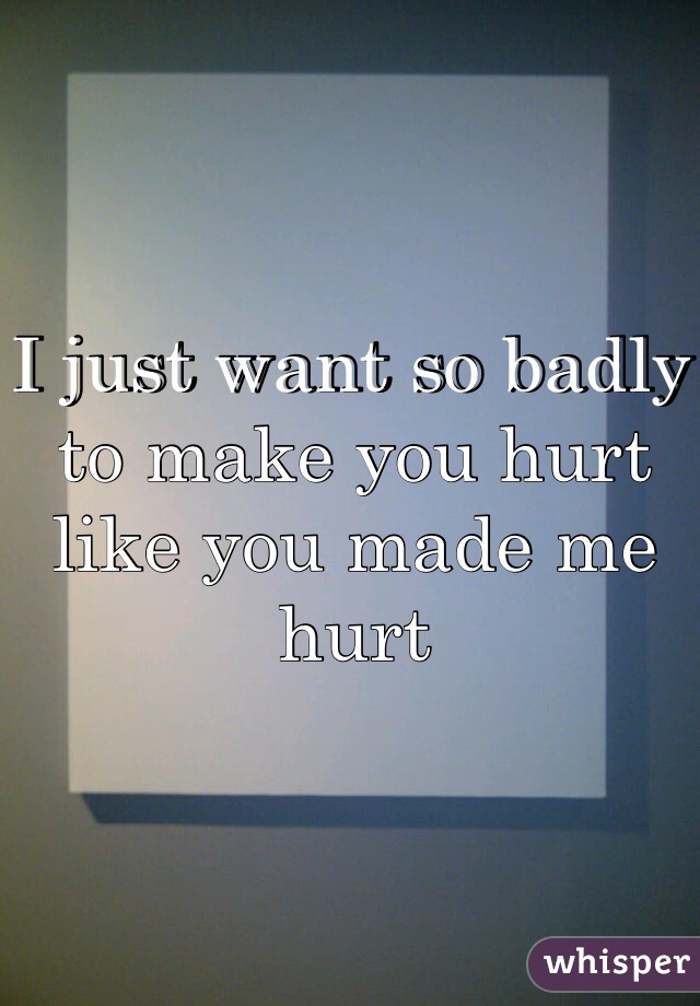 I just want so badly to make you hurt like you made me hurt
