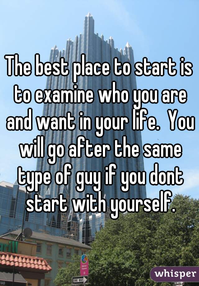 The best place to start is to examine who you are and want in your life.  You will go after the same type of guy if you dont start with yourself.