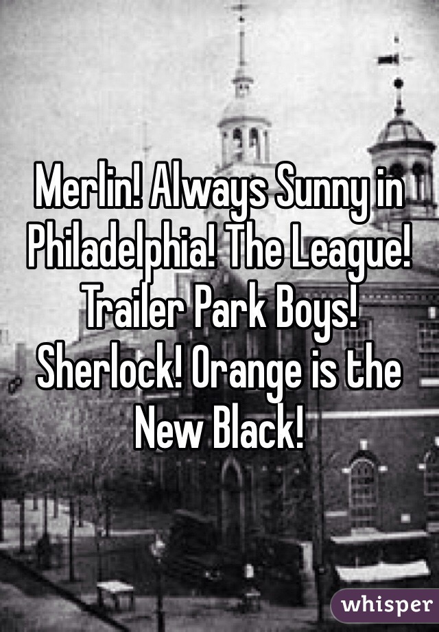 Merlin! Always Sunny in Philadelphia! The League! Trailer Park Boys! Sherlock! Orange is the New Black!  