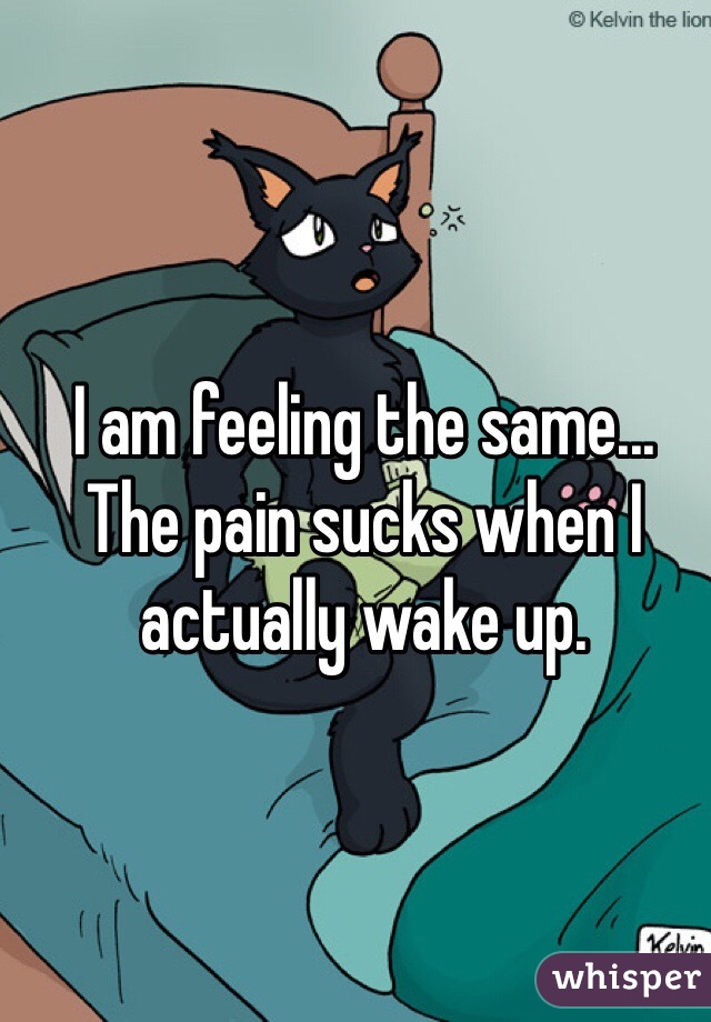 I am feeling the same... The pain sucks when I actually wake up.