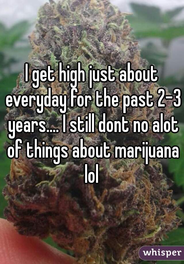 I get high just about everyday for the past 2-3 years.... I still dont no alot of things about marijuana lol 