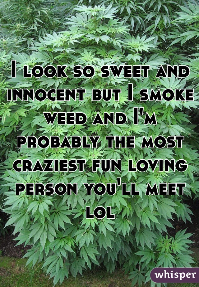 I look so sweet and innocent but I smoke weed and I'm probably the most craziest fun loving person you'll meet lol 