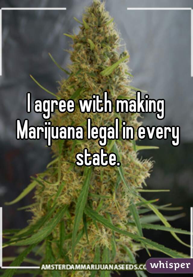 I agree with making Marijuana legal in every state.