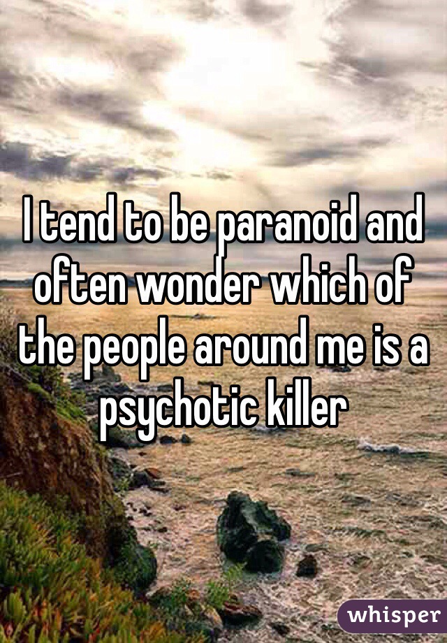 I tend to be paranoid and often wonder which of the people around me is a psychotic killer 
