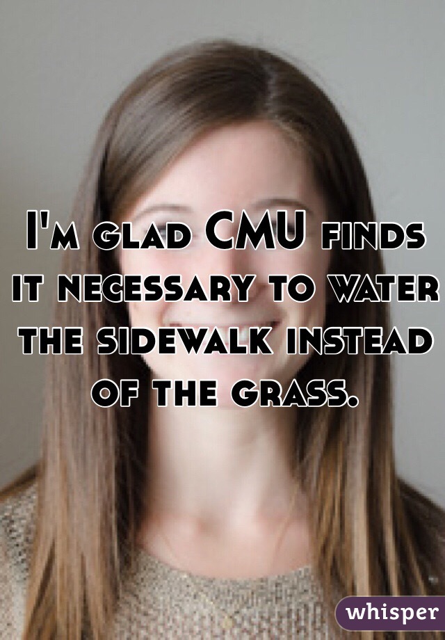 I'm glad CMU finds it necessary to water the sidewalk instead of the grass.
