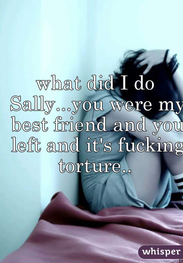what did I do Sally...you were my best friend and you left and it's fucking torture.. 