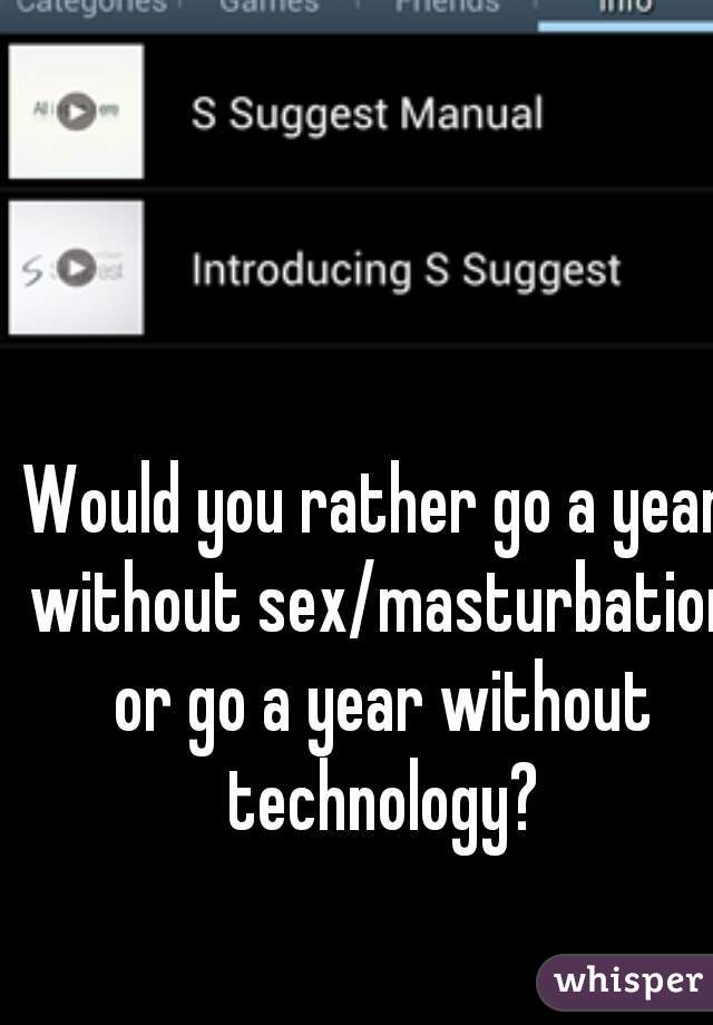 Would you rather go a year without sex/masturbation or go a year without technology?