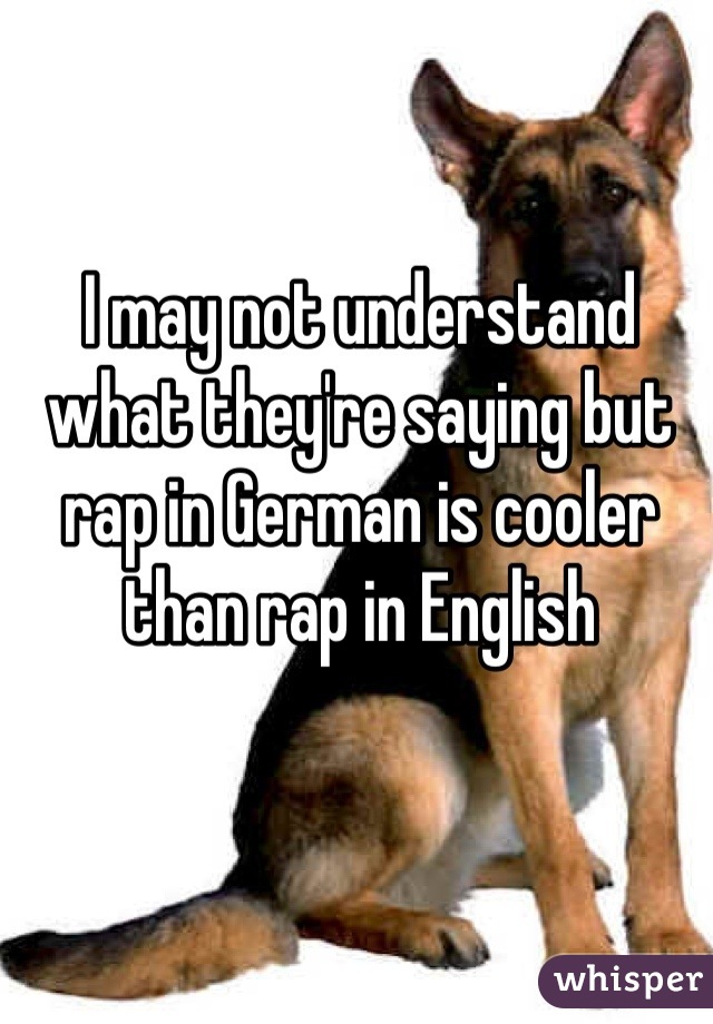 I may not understand what they're saying but rap in German is cooler than rap in English