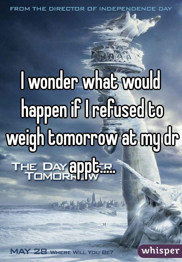I wonder what would happen if I refused to weigh tomorrow at my dr appt.....