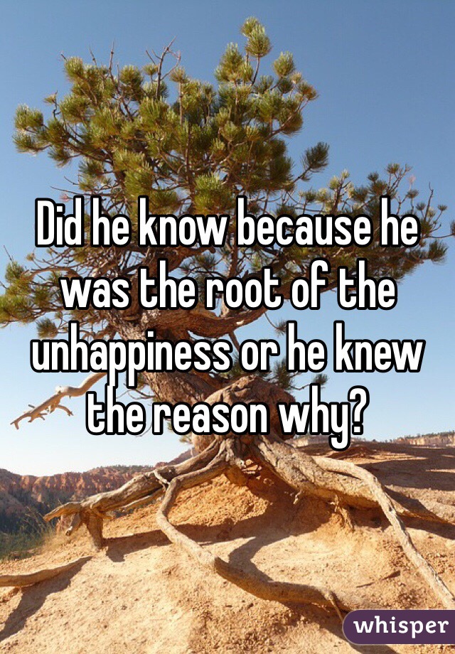 Did he know because he was the root of the unhappiness or he knew the reason why?