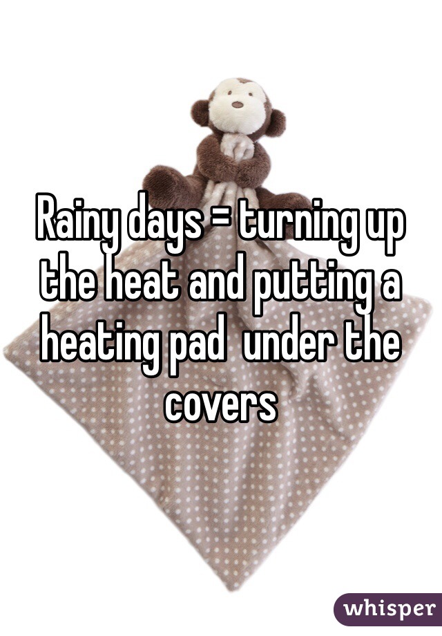 Rainy days = turning up the heat and putting a heating pad  under the covers