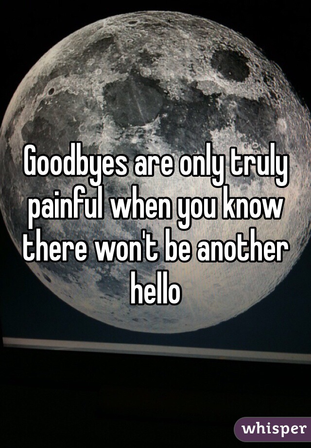 Goodbyes are only truly painful when you know there won't be another hello 