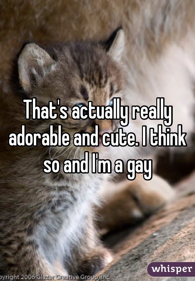 That's actually really adorable and cute. I think so and I'm a gay