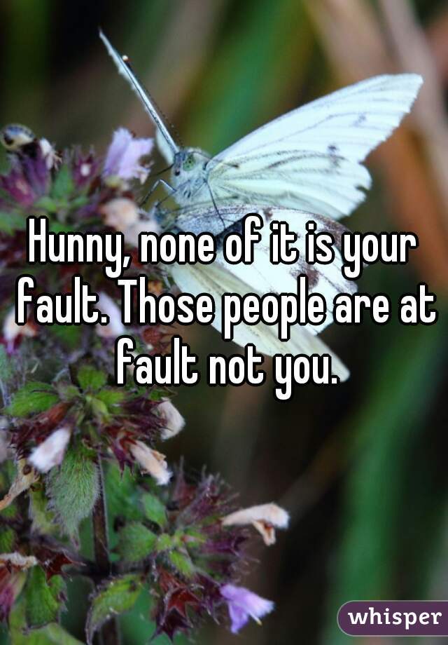 Hunny, none of it is your fault. Those people are at fault not you.