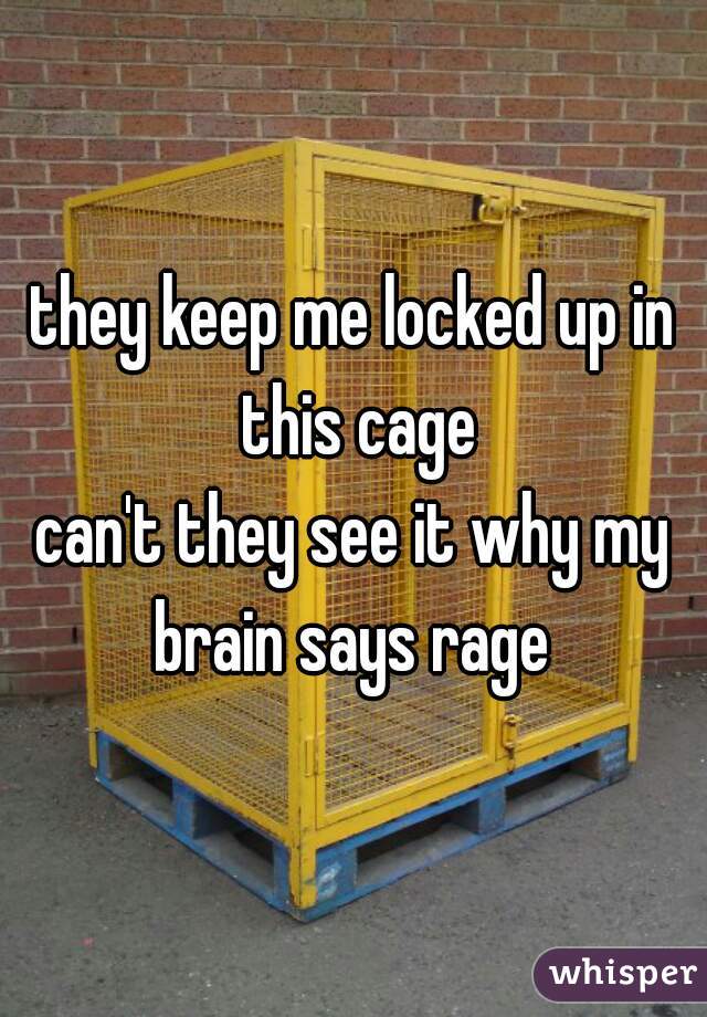 they keep me locked up in this cage
can't they see it why my brain says rage 