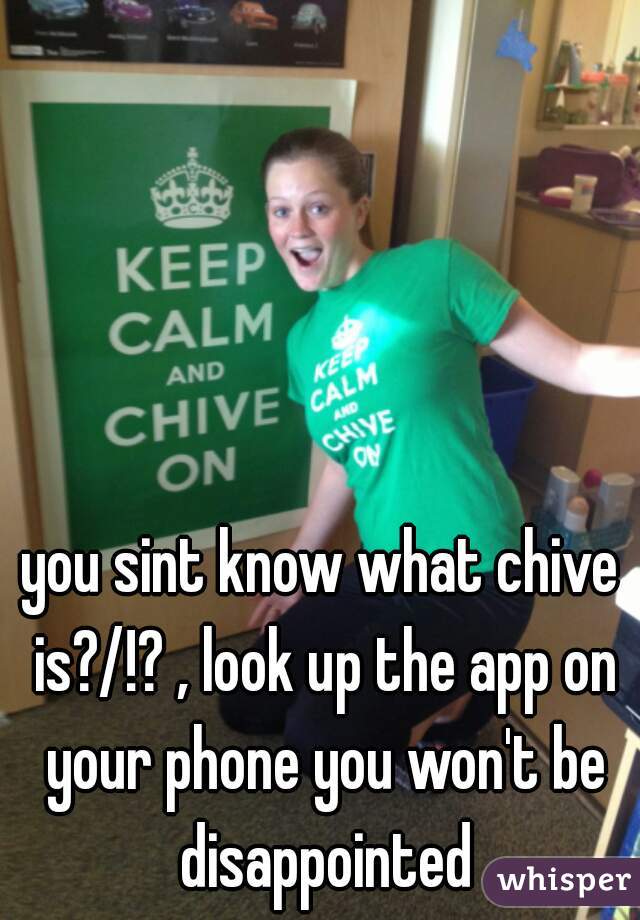 you sint know what chive is?/!? , look up the app on your phone you won't be disappointed
