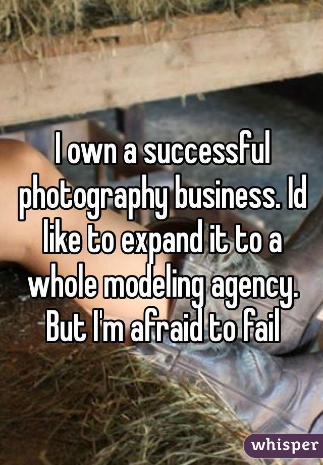 I own a successful photography business. Id like to expand it to a whole modeling agency. But I'm afraid to fail 
