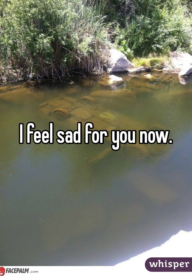 I feel sad for you now.