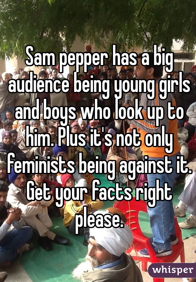 Sam pepper has a big audience being young girls and boys who look up to him. Plus it's not only feminists being against it. Get your facts right please.