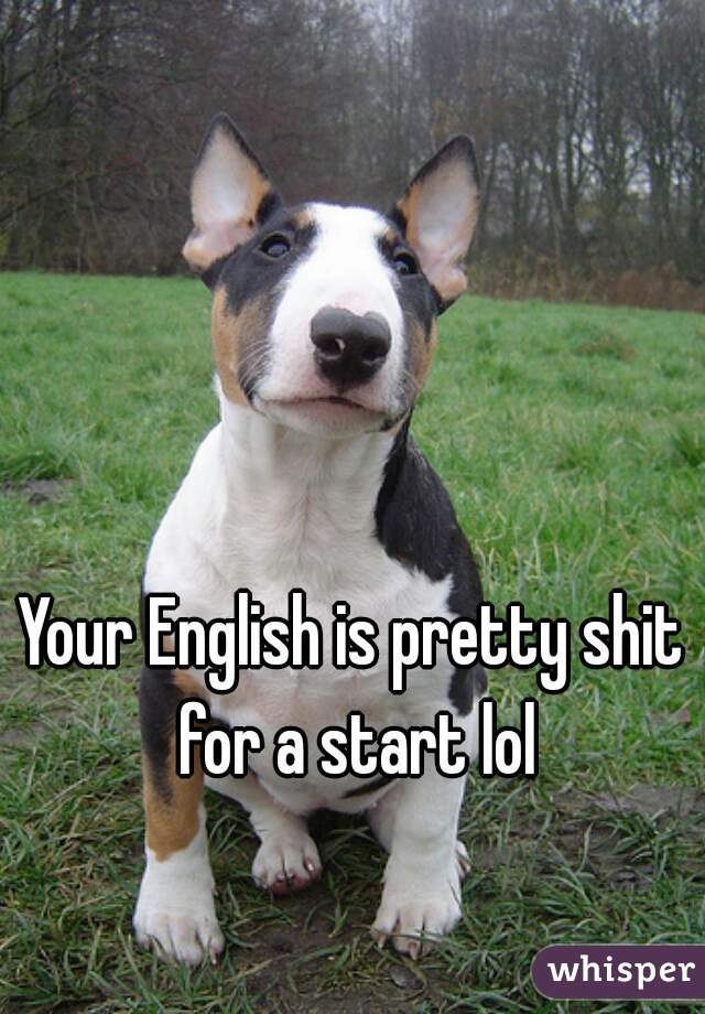 Your English is pretty shit for a start lol