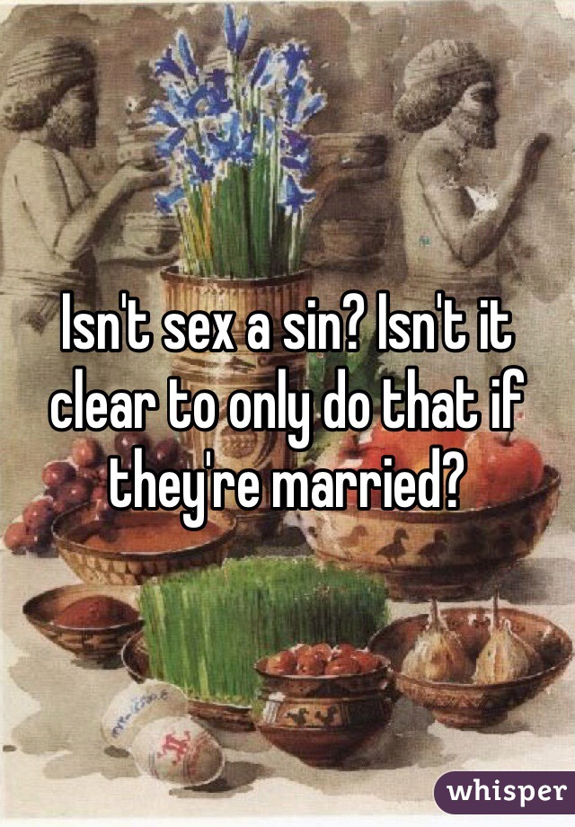 Isn't sex a sin? Isn't it clear to only do that if they're married? 