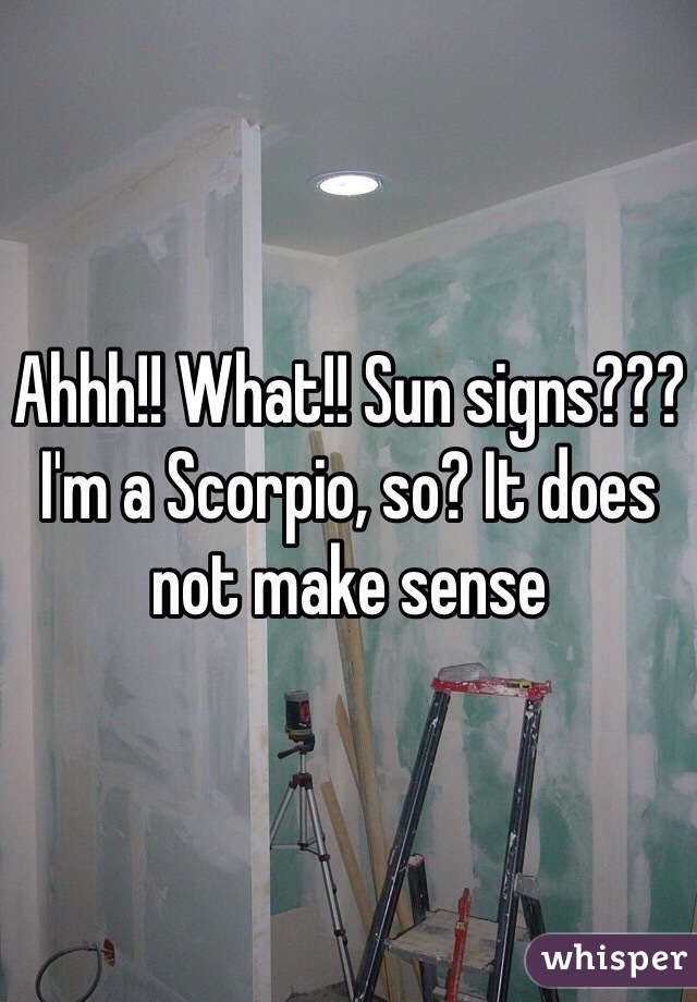 Ahhh!! What!! Sun signs???
I'm a Scorpio, so? It does not make sense