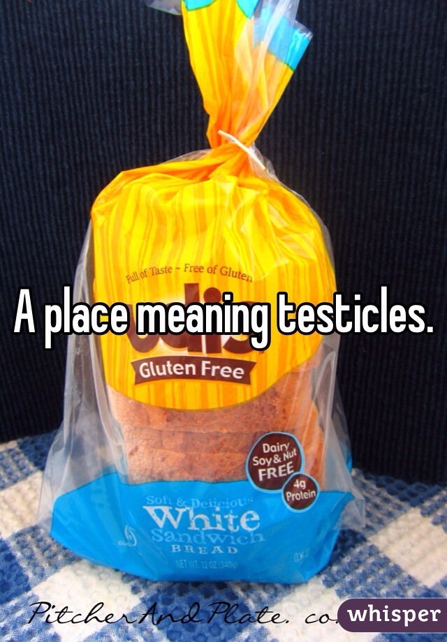 A place meaning testicles. 