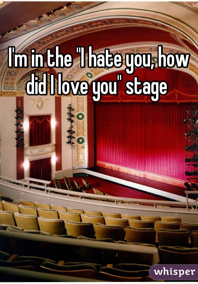 I'm in the "I hate you, how did I love you" stage 