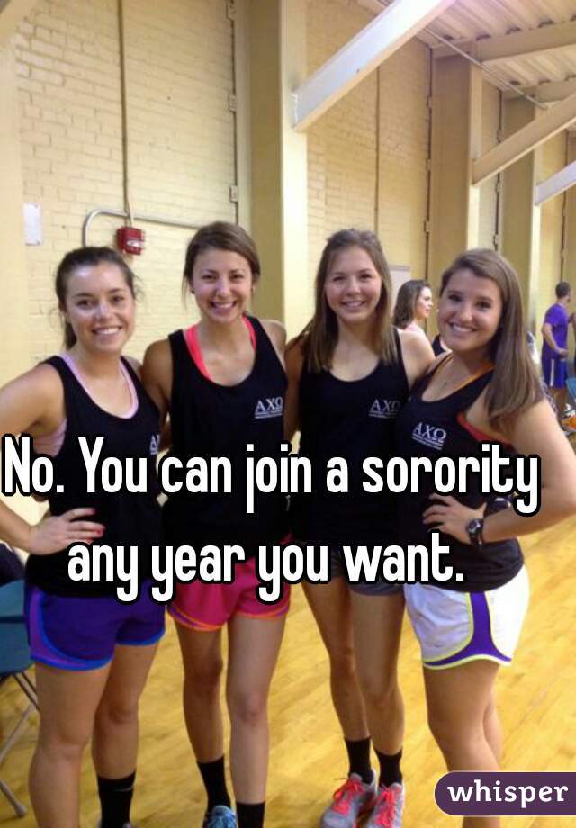 No. You can join a sorority any year you want.  