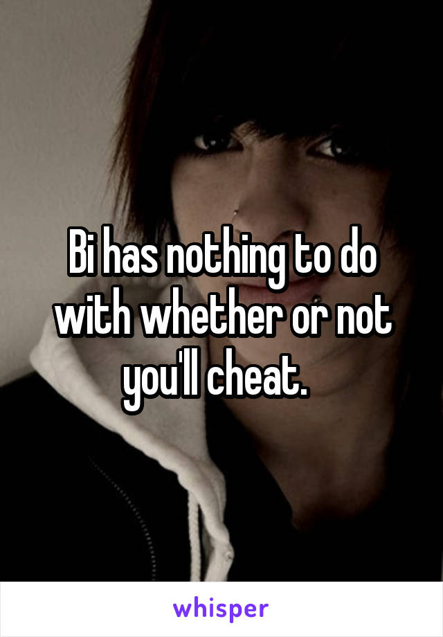 Bi has nothing to do with whether or not you'll cheat.  