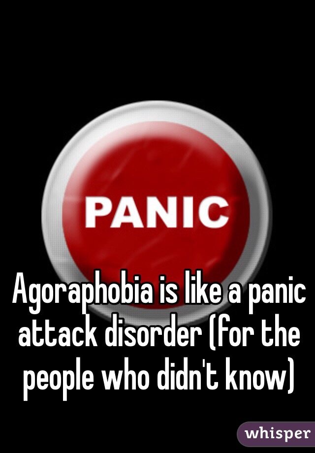 Agoraphobia is like a panic attack disorder (for the people who didn't know)
